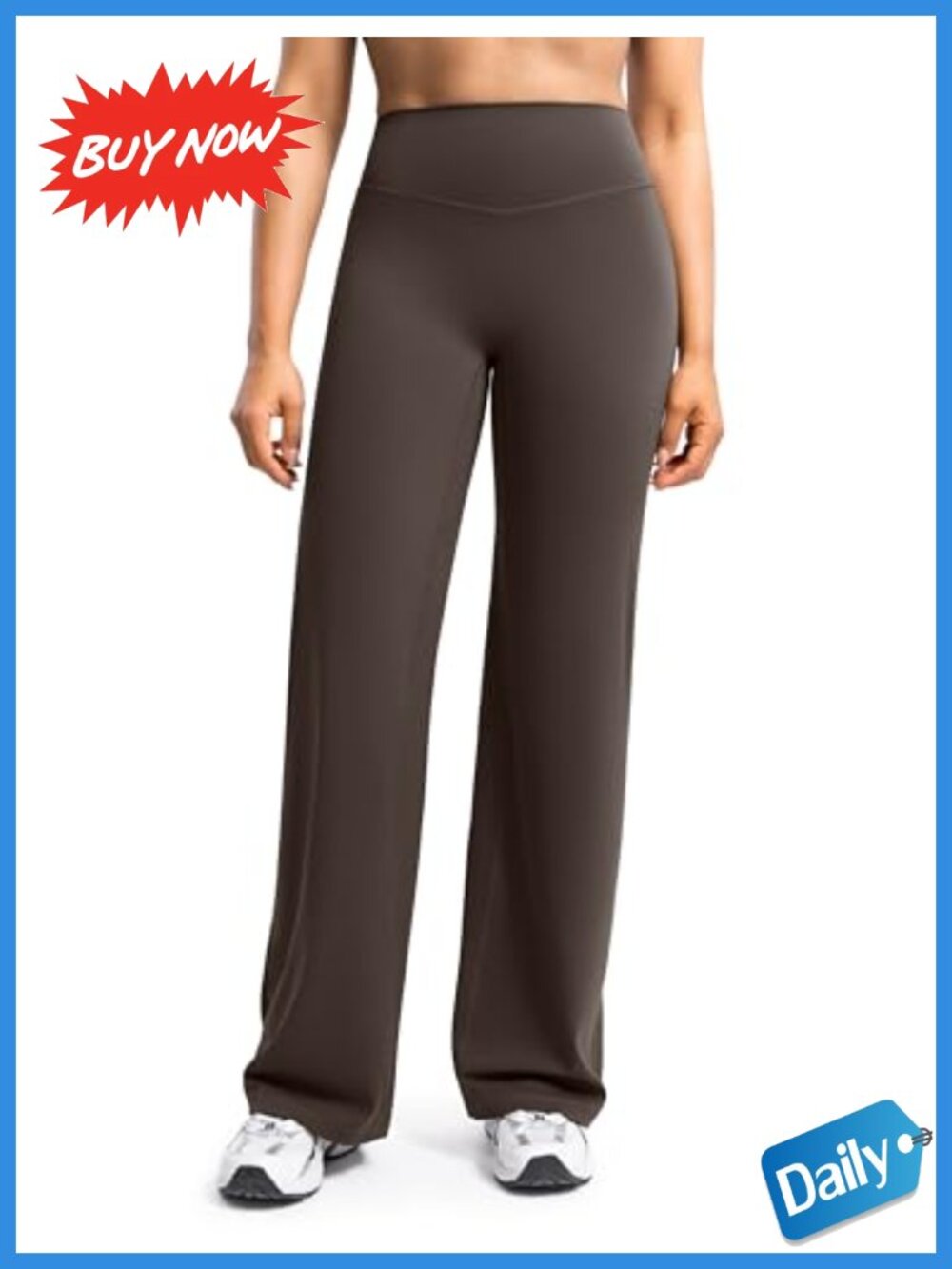 ENERBLOOM Wide Leg Yoga Pants High Waist 4-Way Stretch No Front Seam 31" Inseam
